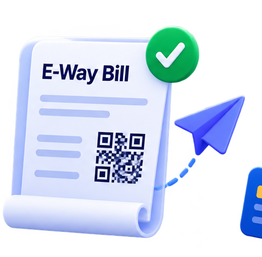 E-Way Bill illustration with document and generated badge