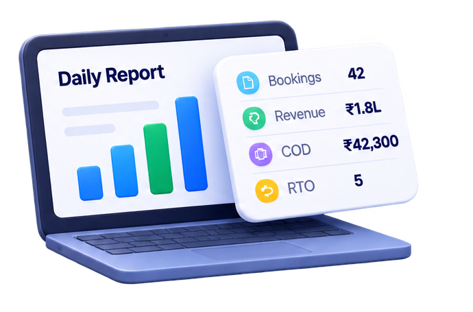 Daily report illustration on laptop with statistics